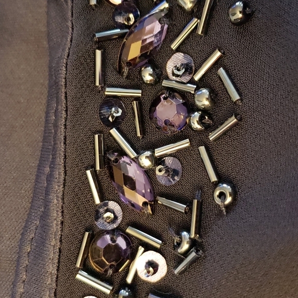 SLNY Embellished Tiered Dress with Jacket Navy Size 16W - Picture 8 of 9